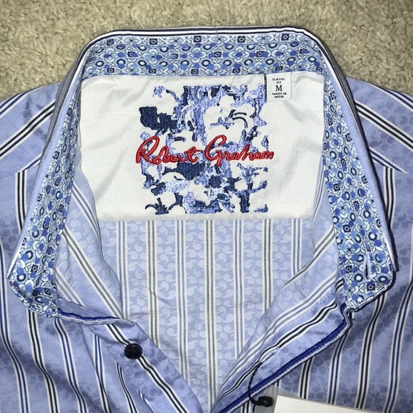 Robert Graham Dress Shirt Burton Down Striped - Picture 5 of 8